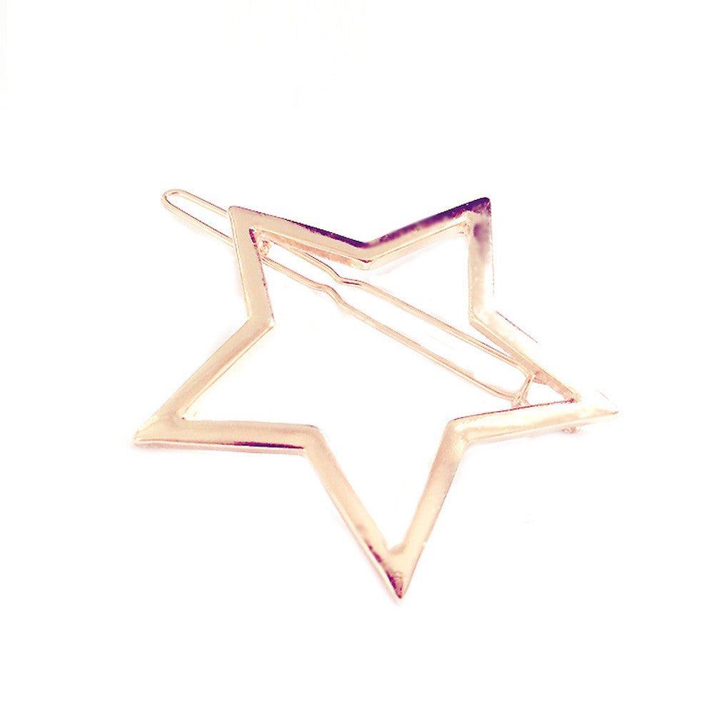 Women Hollow Five-pointed Star Hairpin Hair Clip Pins GD