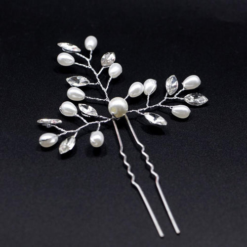 Rhinestone Wedding Pearls Simulated Pin Made Hair Hand Hairpin Women