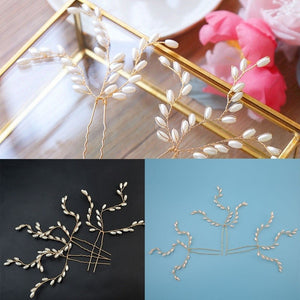 Women Fashion White Handmade  Pearl Hairpin Headdress